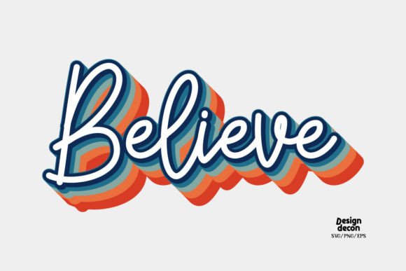 Believe Christian Word Retro SVG PNG Review