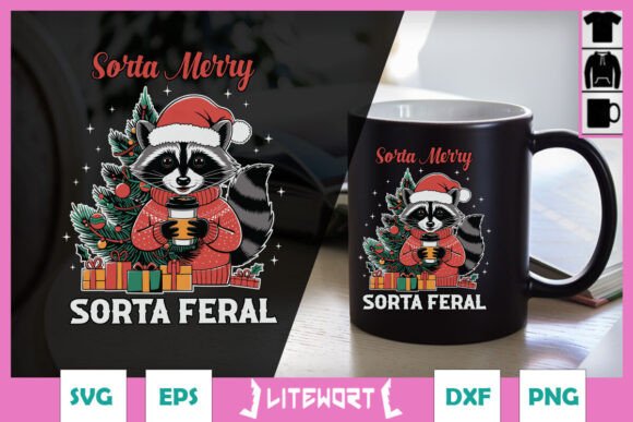 Sorta Merry Feral Raccoon Retro SVG